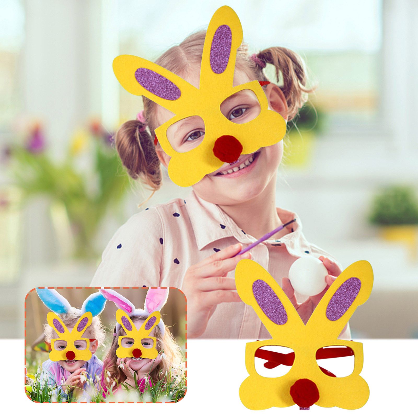 Augper Clearance Bunny Glasses for Kids Funny Glasses Easter Glasses Easter Egg Glasses Frame Eyeglasses Accessory for Adults Party Favor Decor Photo Booth Props Gifts